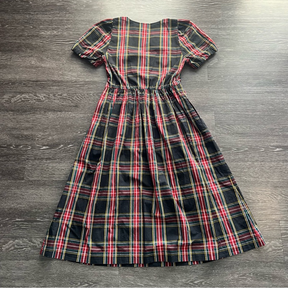J. Crew Stewart Tartan Puff-Sleeve Factory Midi Dress - Picture 7 of 8